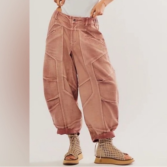 Free People Pants - NWT Free People Ride Out Barrel Moto Pants S Terracotta Canyon Sunset